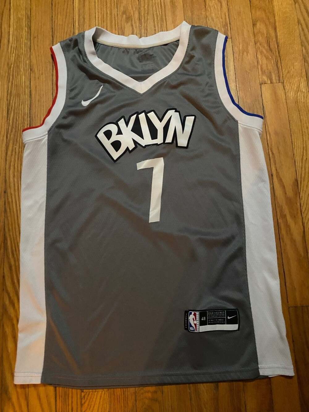 Nike Kevin Durant Brooklyn Nets #7 Grey Statement BKLYN Swingman Jersey Size 48